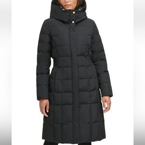 Cole Haan Women’s Black Box Quilt Down Puffer Coat, size M, good condition